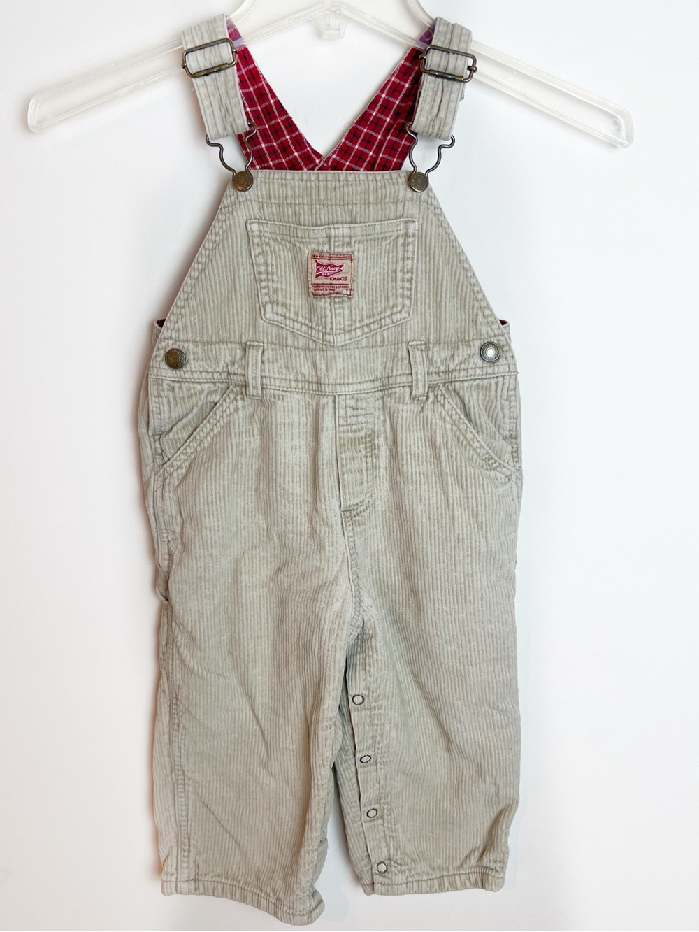 Vintage Old Navy Baby Boys Corduroy Overalls 18-24 Months Tan Snap